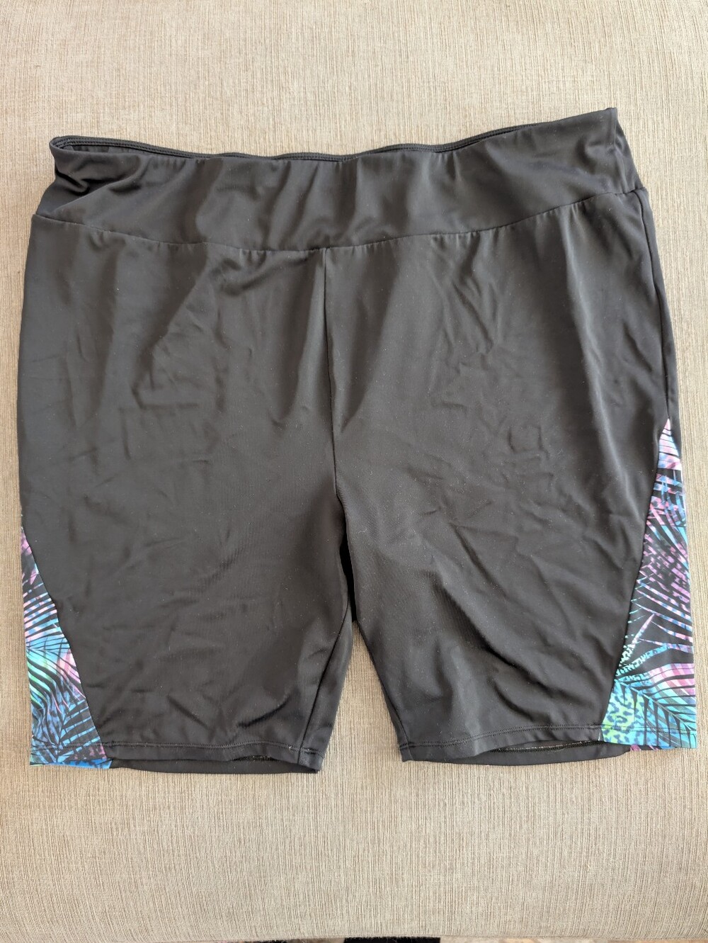 Swimsuits For All Swim Bike Shorts 26 Plus Size Tropical Animal Print -Black